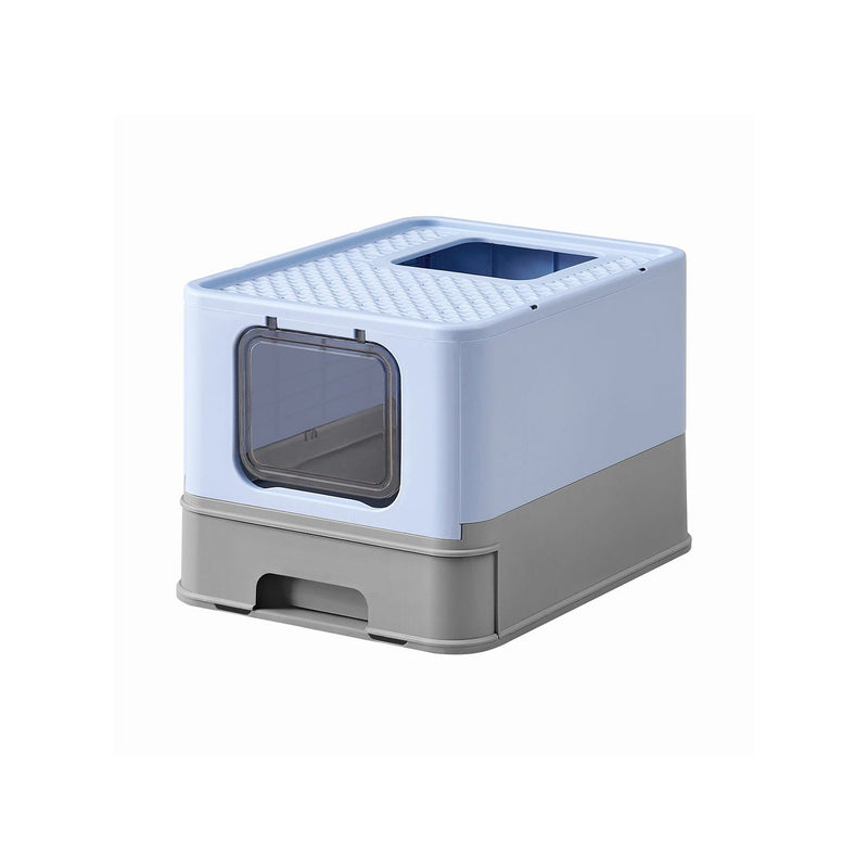 Feandrea Enclosed Cat Litter Box Blue Grey