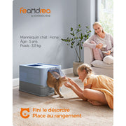Feandrea Enclosed Cat Litter Box Blue Grey