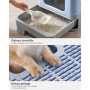 Feandrea Enclosed Cat Litter Box Blue Grey