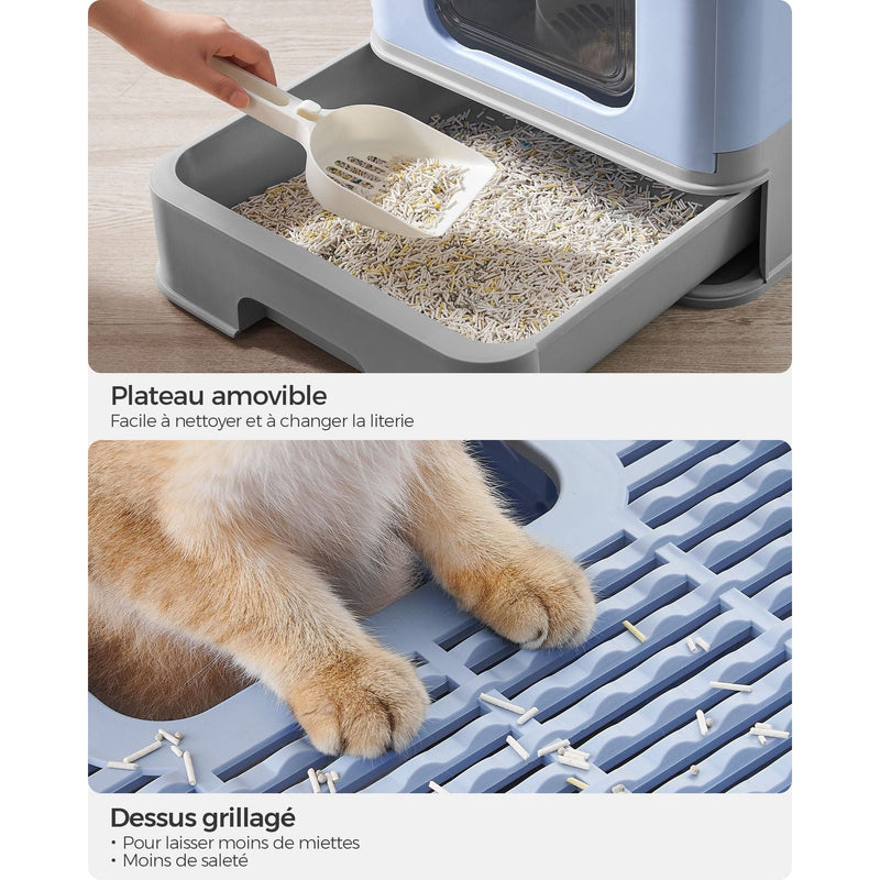 Feandrea Enclosed Cat Litter Box Blue Grey