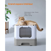 Feandrea Enclosed Cat Litter Box Blue Grey
