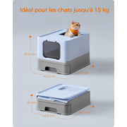 Feandrea Enclosed Cat Litter Box Blue Grey