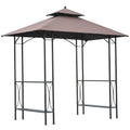BBQ Shelter with Double-Tier Canopy and Fixed Side Tables for Organised Outdoor Cooking Black Outsunny