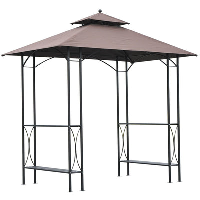 BBQ Shelter with Double-Tier Canopy and Fixed Side Tables for Organised Outdoor Cooking Black Outsunny