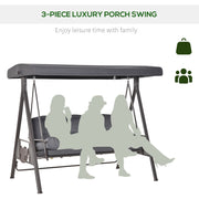 Garden Swing Chair With Canopy & Cup Trays, Dark Grey Outsunny