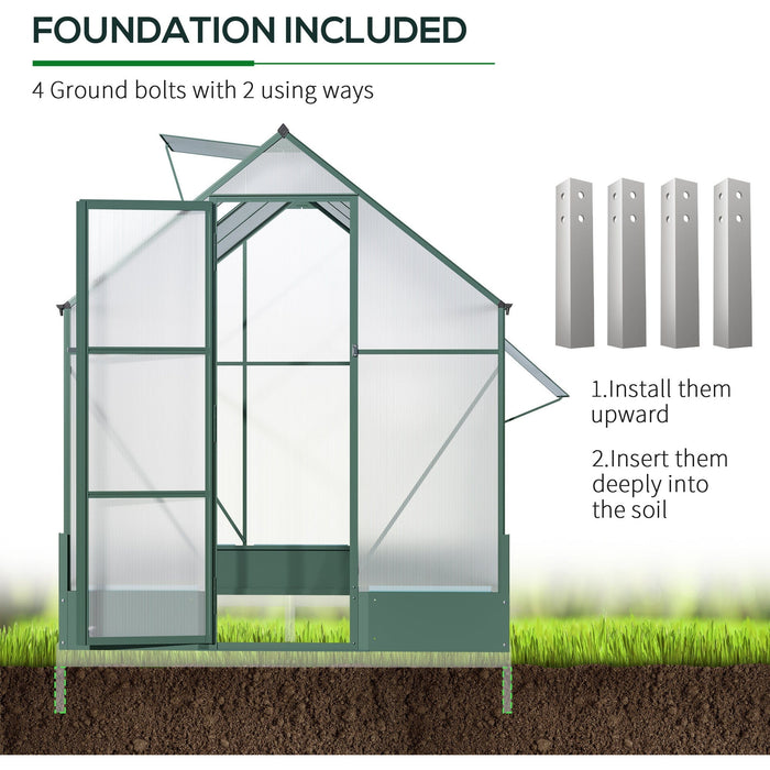 6x8ft Polycarbonate Greenhouse, Custom Interior, Steel Frame