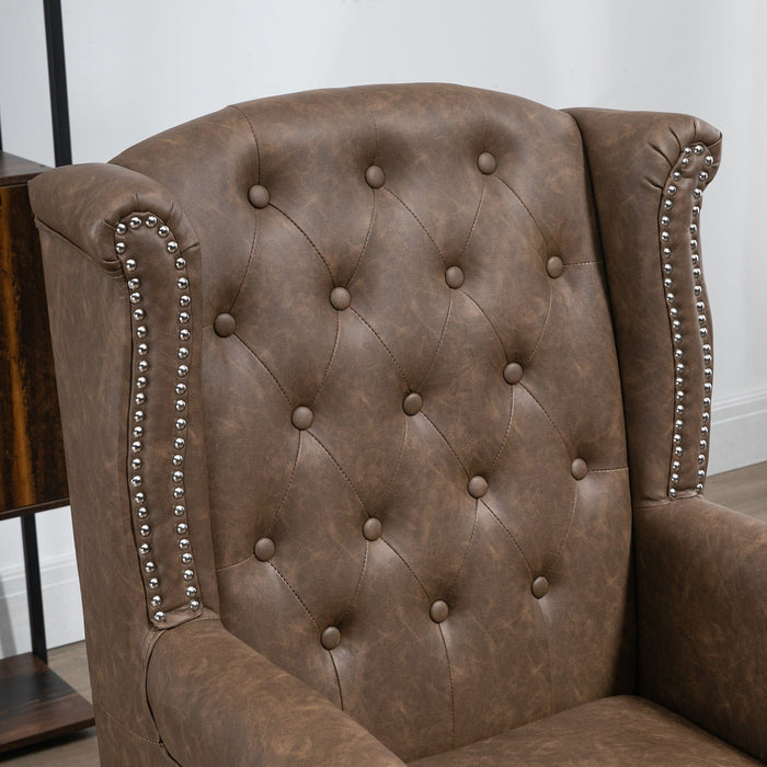 Wingback Accent Chair, Chesterfield, Brown