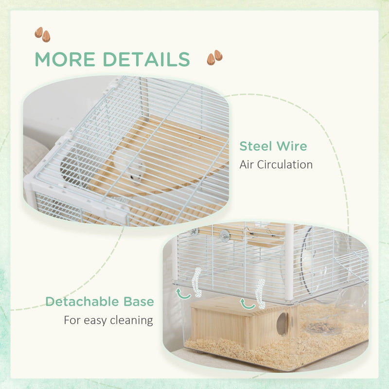 Hamster Cage with Wooden Ramp, Exercise Wheel