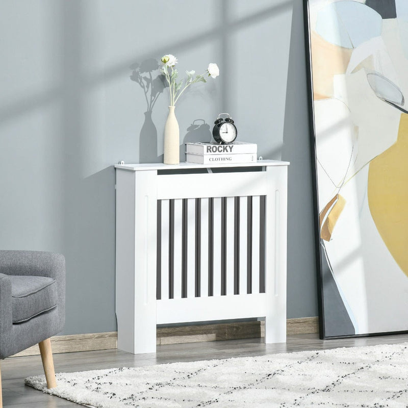 Small White Radiator Cover, L78 x W19 x H81 cm