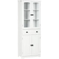 White 160cm Kitchen Cabinet with Glass Door & Shelves Homcom