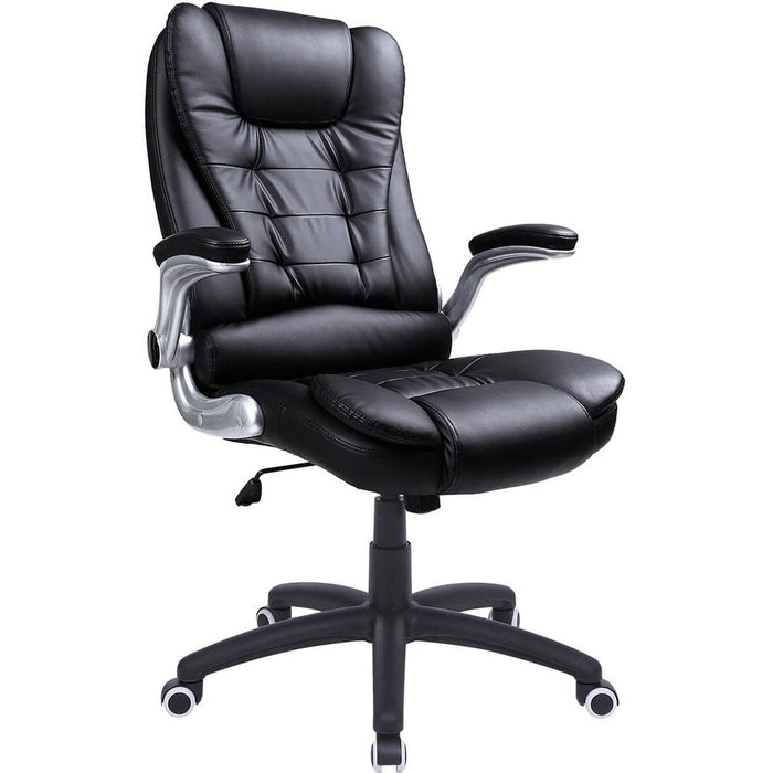 Black Leather Desk Chair With Wheels