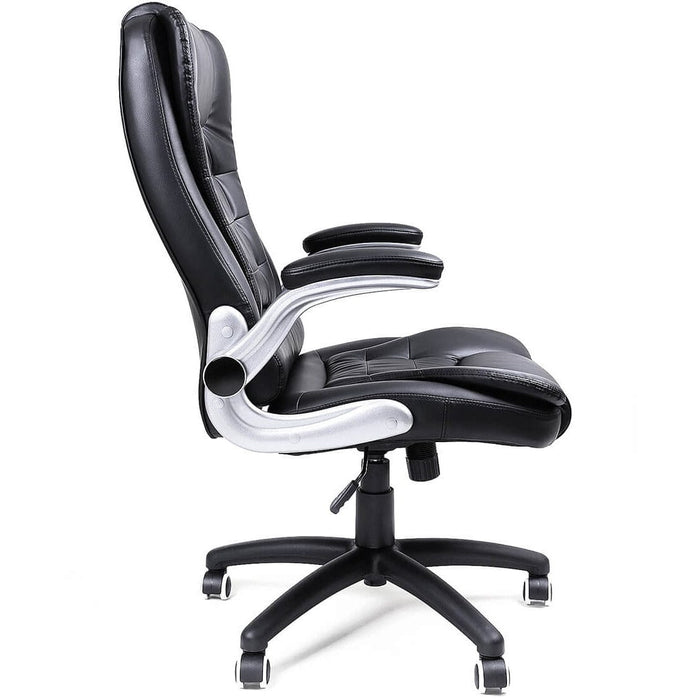 Black Leather Desk Chair With Wheels