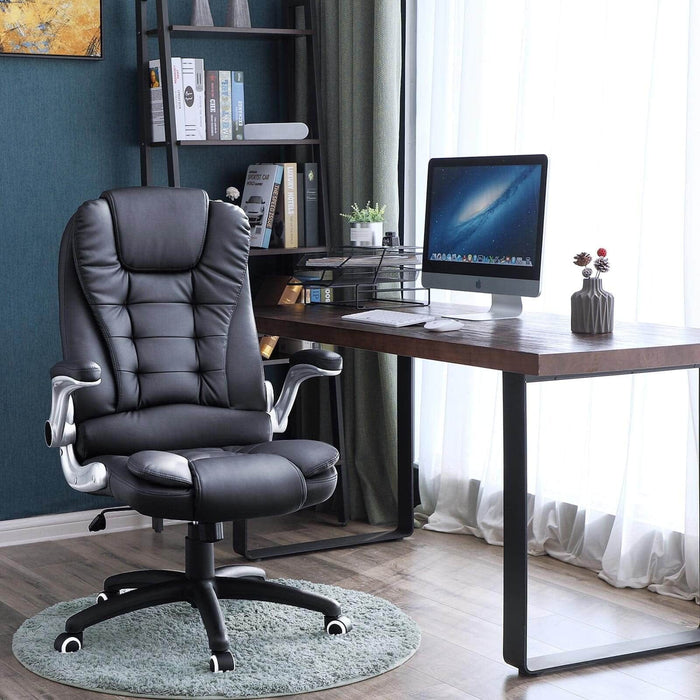 Black Leather Desk Chair With Wheels