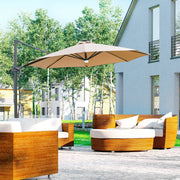 Image of a brown cantilever parasol with solar lights