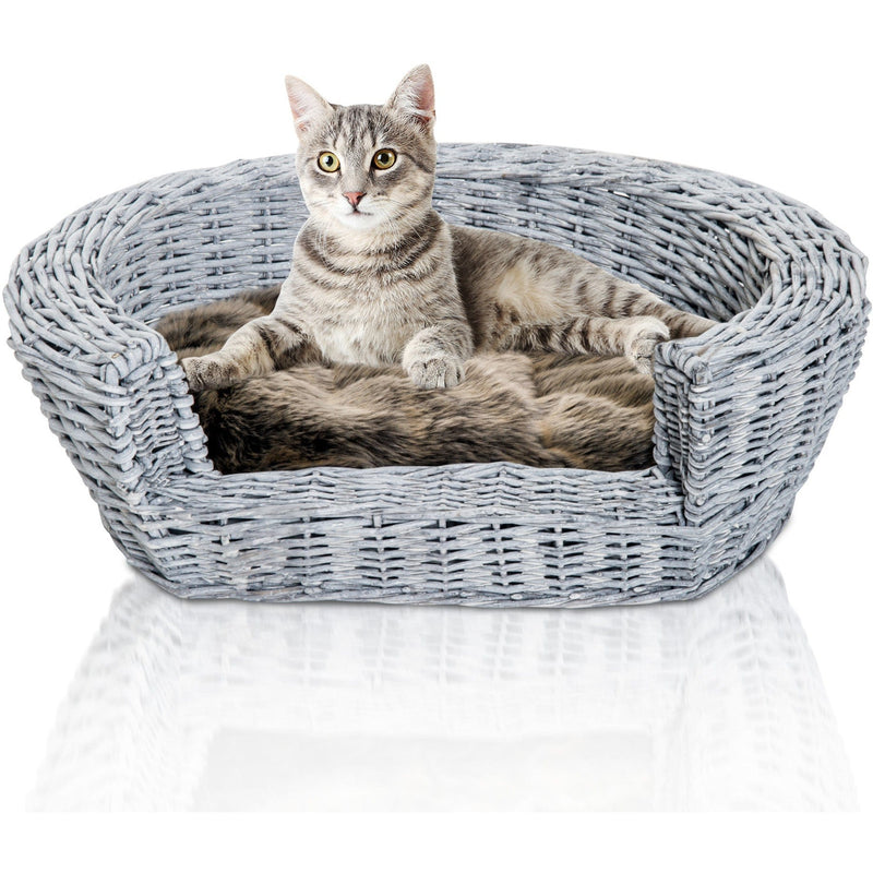 Willow Rattan-Grey Pet Sofa Bed (57Lx46Wx17.5H cm)