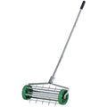 Lawn Aerator Roller for Healthier Grass and Improved Drainage Adjustable Handle Green Outsunny