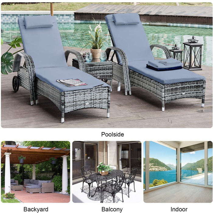 3 Piece Rattan Sun Lounger Set