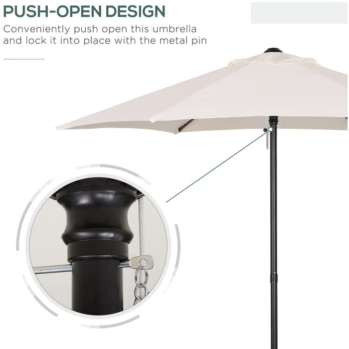 2m Patio Parasol - Outdoor Sun Shade, 6 Ribs