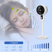 HOMCOM 32'' Air Circulator Fan 3 Speed, 70° Oscillation 90° Vertical Tilt, Round Base, Carry Handle, for Living Room, Bedroom, Office, Black and White Homcom