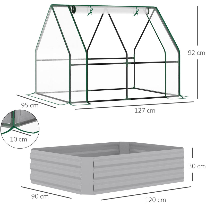Steel Garden Bed with Greenhouse 127x95x92cm