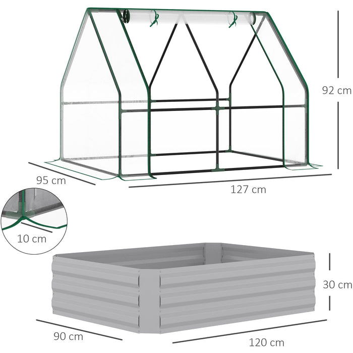 Steel Garden Bed with Greenhouse 127x95x92cm