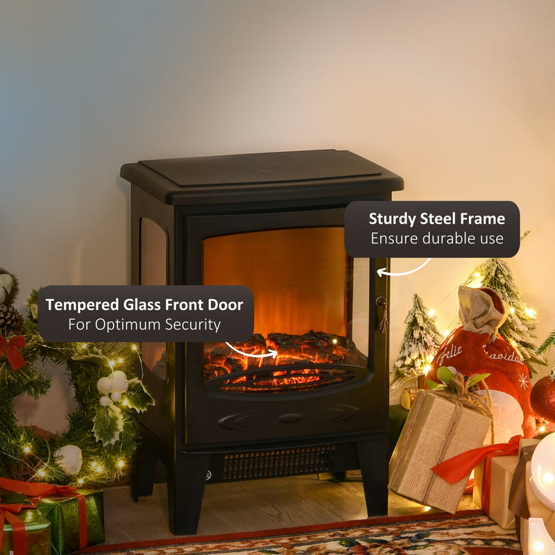 1800W Portable Fireplace Heater, Black