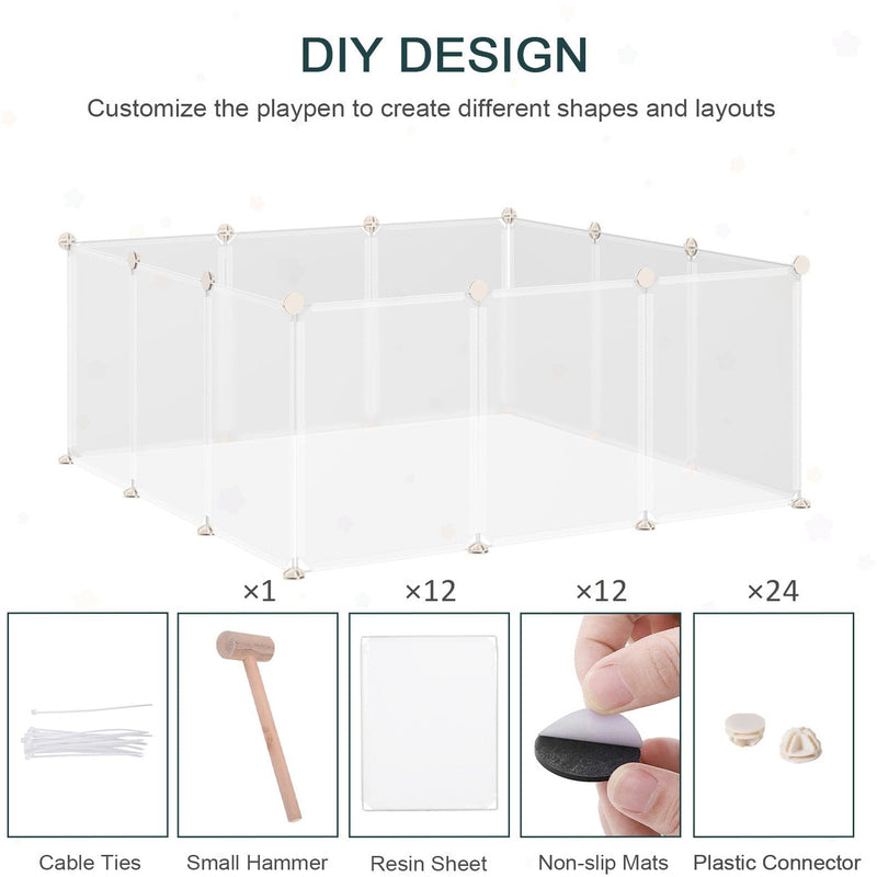 White DIY Plastic Pet Playpen: 12 Panels