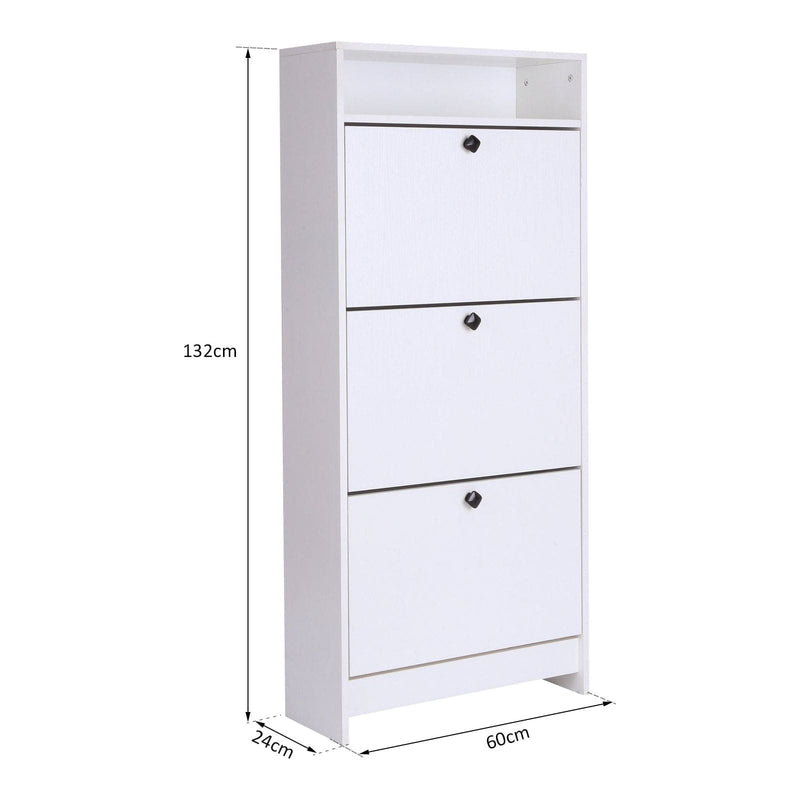 HOMCOM Narrow Shoe Cabinet For Hallway, White
