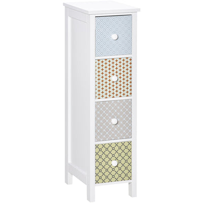 Narrow 4 Drawer Cabinet, Multicoloured Homcom