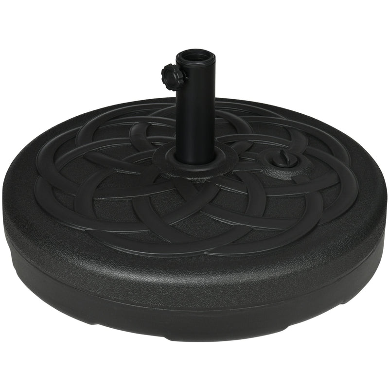 Outsunny Garden Parasol Base Holder, Outdoor Market Umbrella Stand Weight with Built-In Handle, 25kg Water or 35kg Sand Filled, Black Outsunny
