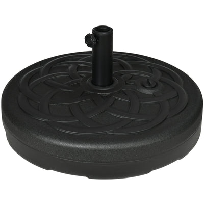 Outsunny Garden Parasol Base Holder, Outdoor Market Umbrella Stand Weight with Built-In Handle, 25kg Water or 35kg Sand Filled, Black Outsunny