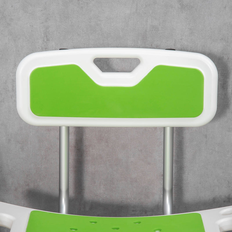 6-Level Adjustable Shower Stool with Backrest - Green