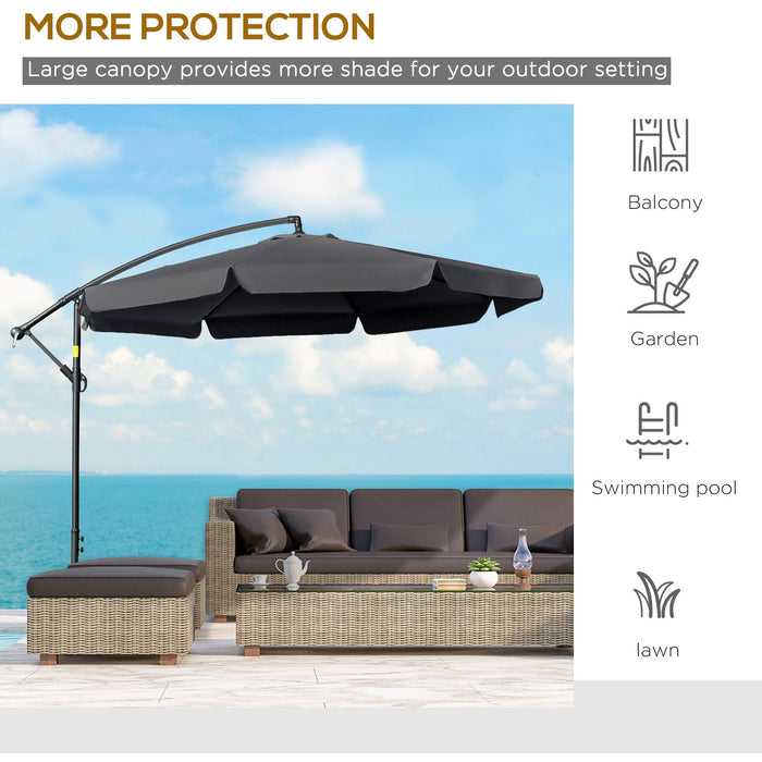 2.7m Large Offset Hanging Banana Parasol - Black