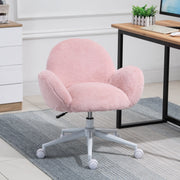 Image of a Pink Fluffy Wheelie Office Chair with Armrests