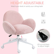 Image of a Pink Fluffy Wheelie Office Chair with Armrests