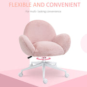 Image of a Pink Fluffy Wheelie Office Chair with Armrests