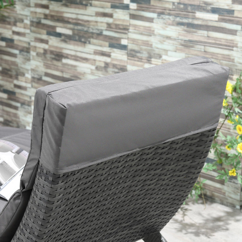 Curved Rattan Sun Lounger Outsunny