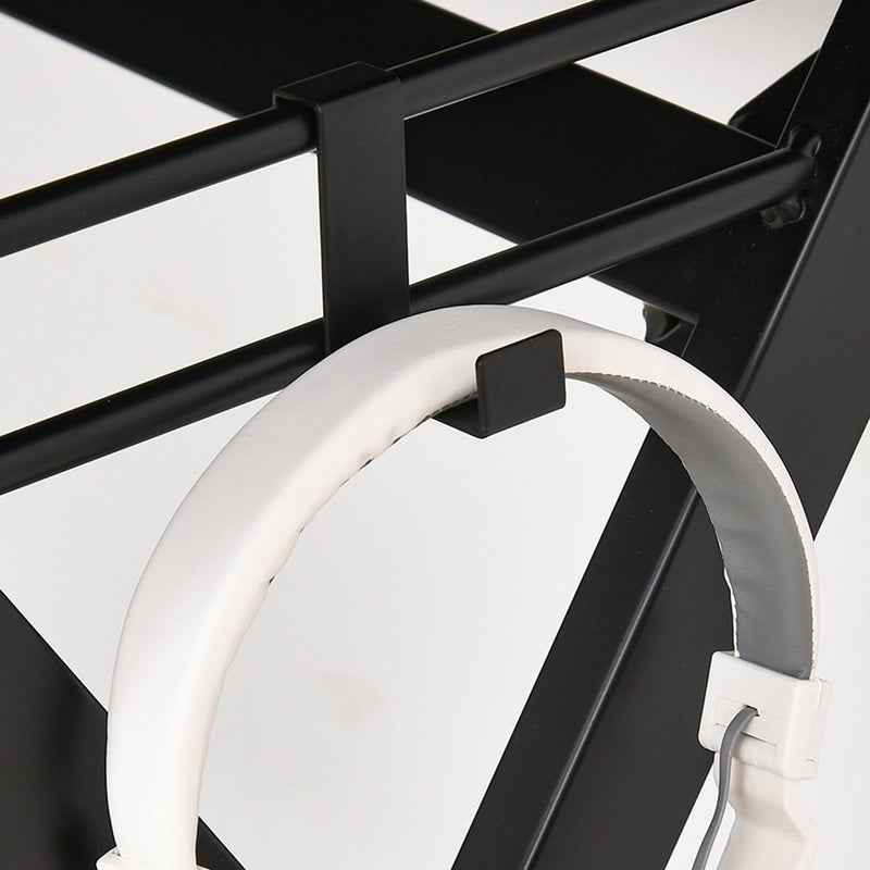 Gaming Desk With Shelves, X Frame, Headphone Hook, Black Homcom