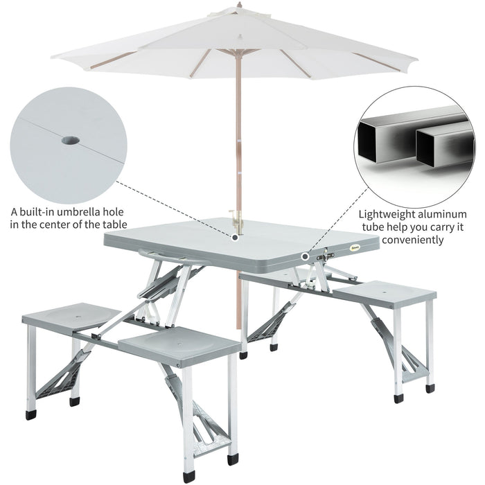 Foldable Picnic Table And Chairs, Grey