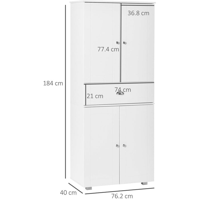 Tall Kitchen Cupboard, Drawer, White