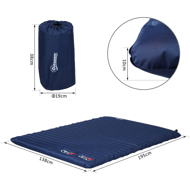 Outsunny PVC Self-Inflating 2/3Person Camping Sleeping Mattress Green Outsunny