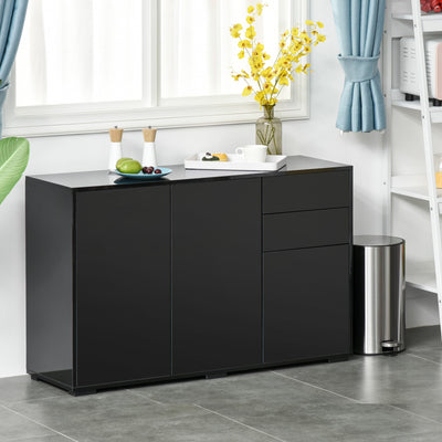 Black High Gloss Sideboard with 2 Drawers Homcom