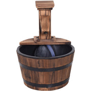 Wood Barrel Electric Water Fountain, Patio Feature Outsunny
