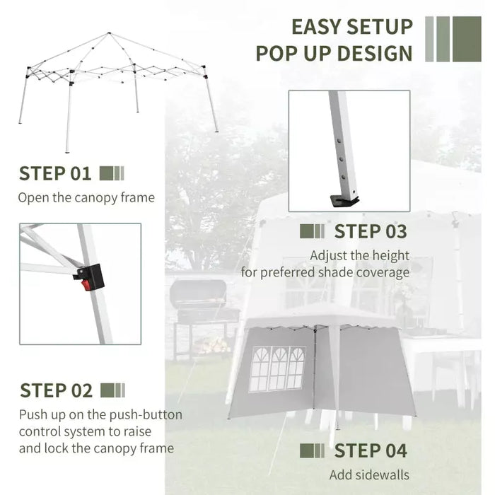 White Garden Gazebo With 2 Sides and Slanted Sides