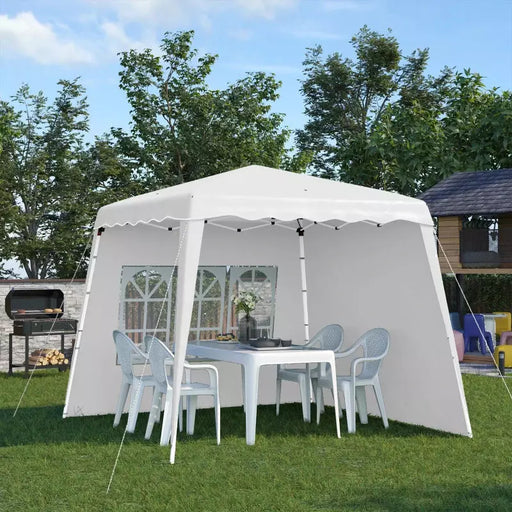 White Garden Gazebo With 2 Sides and Slanted Sides