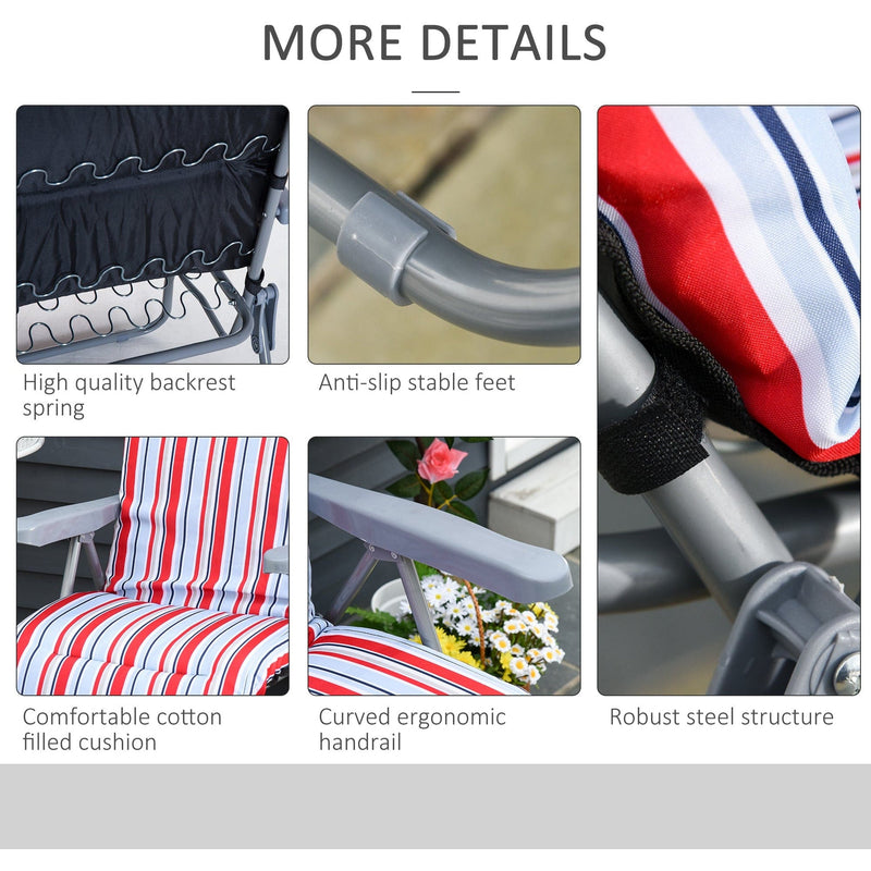 Set of 2 Padded Garden Recliner Chairs