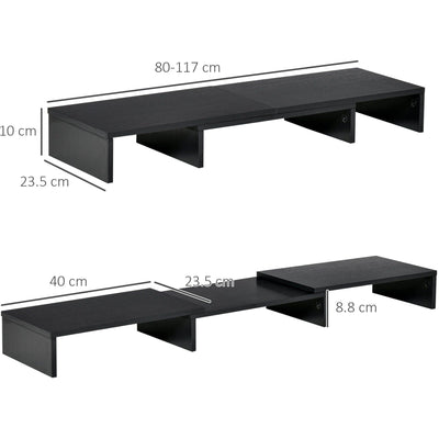Wooden Dual Monitor Stand, Screen Riser, Black Homcom