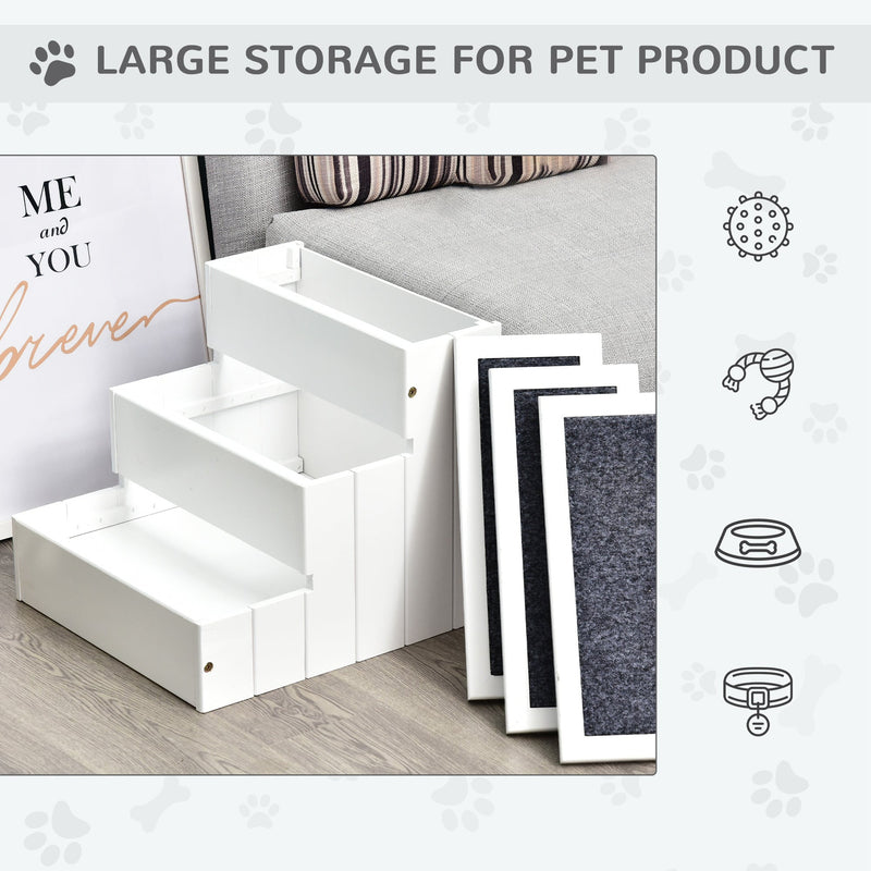 3-Step Carpeted Pet Ramp, White
