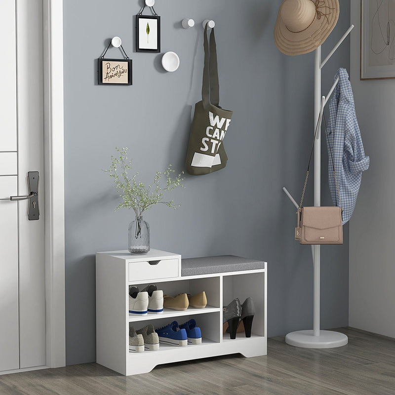 HOMCOM White Hallway Bench With Storage