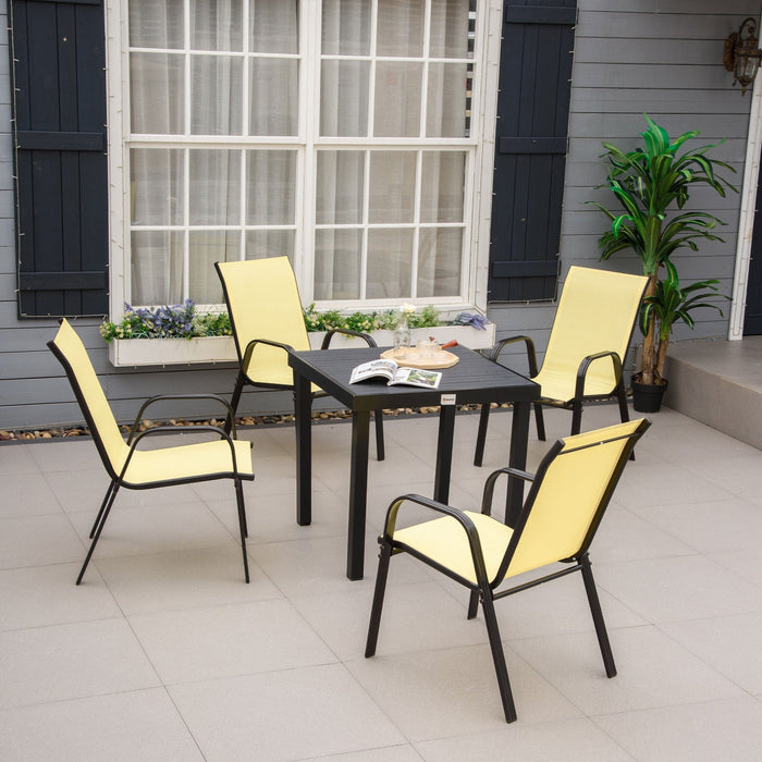 Set of 4 Stackable Patio Chairs, Yellow